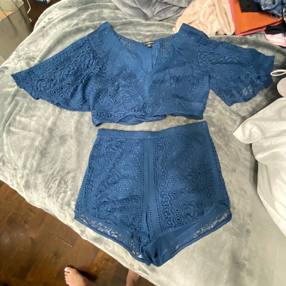 Blue lace two piece set